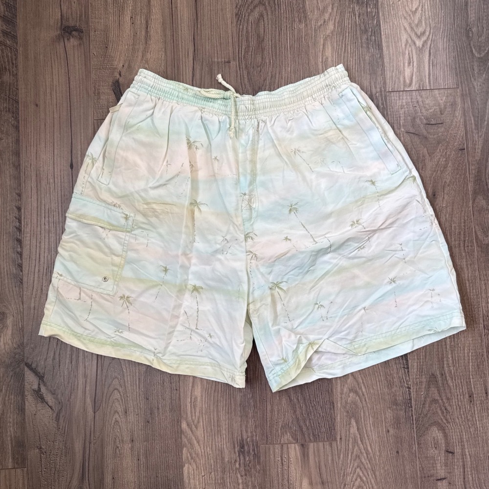 Tori Richard‎ Honolulu Palm Tree Striped Swim Trunks Men's 2XL